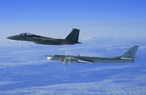 Elmendorf Air Force Base in Anchorage scrambled two F-15s this morning to escort two Russian Bear long-range bombers out of an air exclusion zone off the coast of Alaska, military officials told AlaskaReport.com.