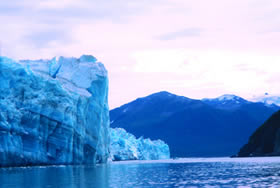 Hubbard Glacier, restless as ever, calves into Disenchantment Bay north of Yakutat.