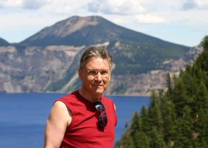 Yours truly getting some exercise at the headwaters of the Rogue River, Crater Lake.