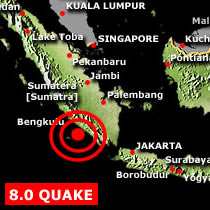 Two huge earthquakes in Palembang, Indonesis have triggered a tsunami warning for the area and surrounding countries.