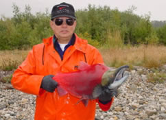 Jim Seeb at work in Alaska in 2000