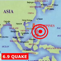 An earthquake measuring magnitude 6.9 hit the Bicol-Eastern Visayas region Monday night.