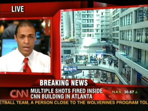 A woman is in critical condition after being shot Tuesday by a man at the CNN Center complex, in what Atlanta police called a domestic situation.