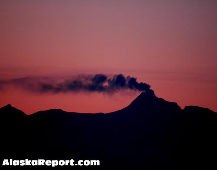 Alaska's Mt. Spurr lets off a little steam across from Kenai, Alaska