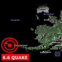 A 6.6 magnitude earthquake hit 45 miles WNW of Adak, Alaska on Thursday.