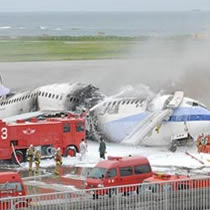 A China Airlines jetliner caught fire at the Naha airport on the Japanese island of Okinawa leaving some crew members missing.