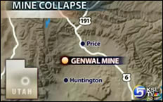 Six miners are trapped in a central Utah coal mine, less than 20 miles from the epicenter of a minor earthquake Monday.